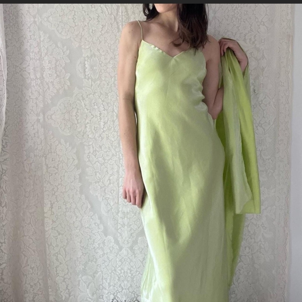 Elegant Lime Green Slip Dress